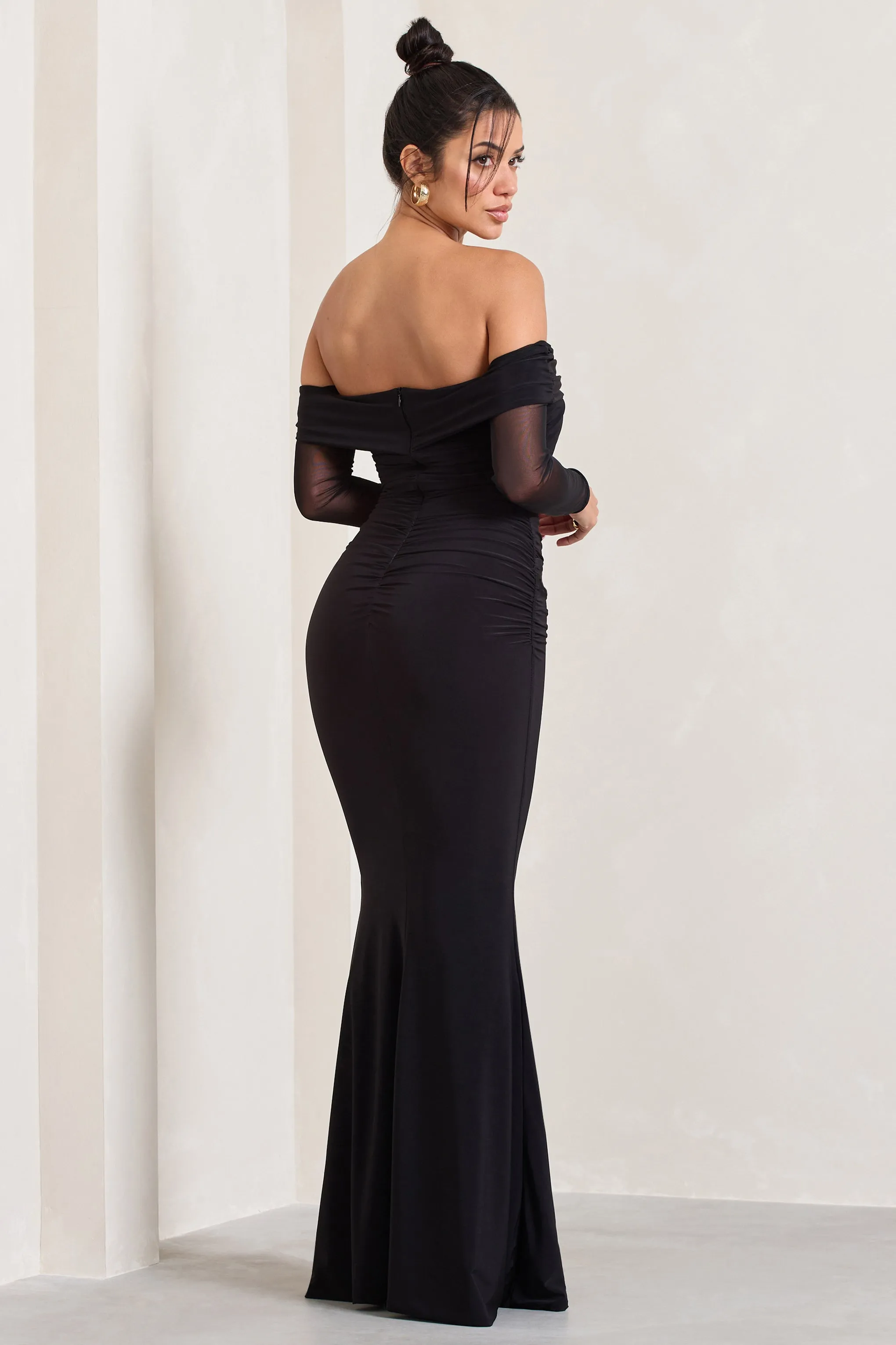 Alex | Black Bardot Twist Maxi Dress