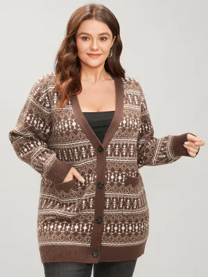 Bandana Contrast Super Soft Knit Pocket Open Front Cardigan