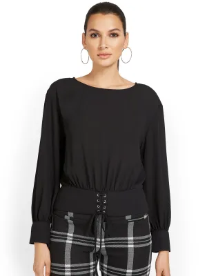 Banded-Hem Corset Blouse