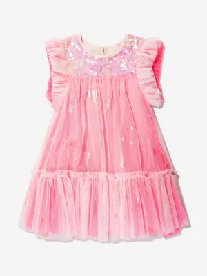 Billieblush Girls Sequinned Tulle Dress in Pink