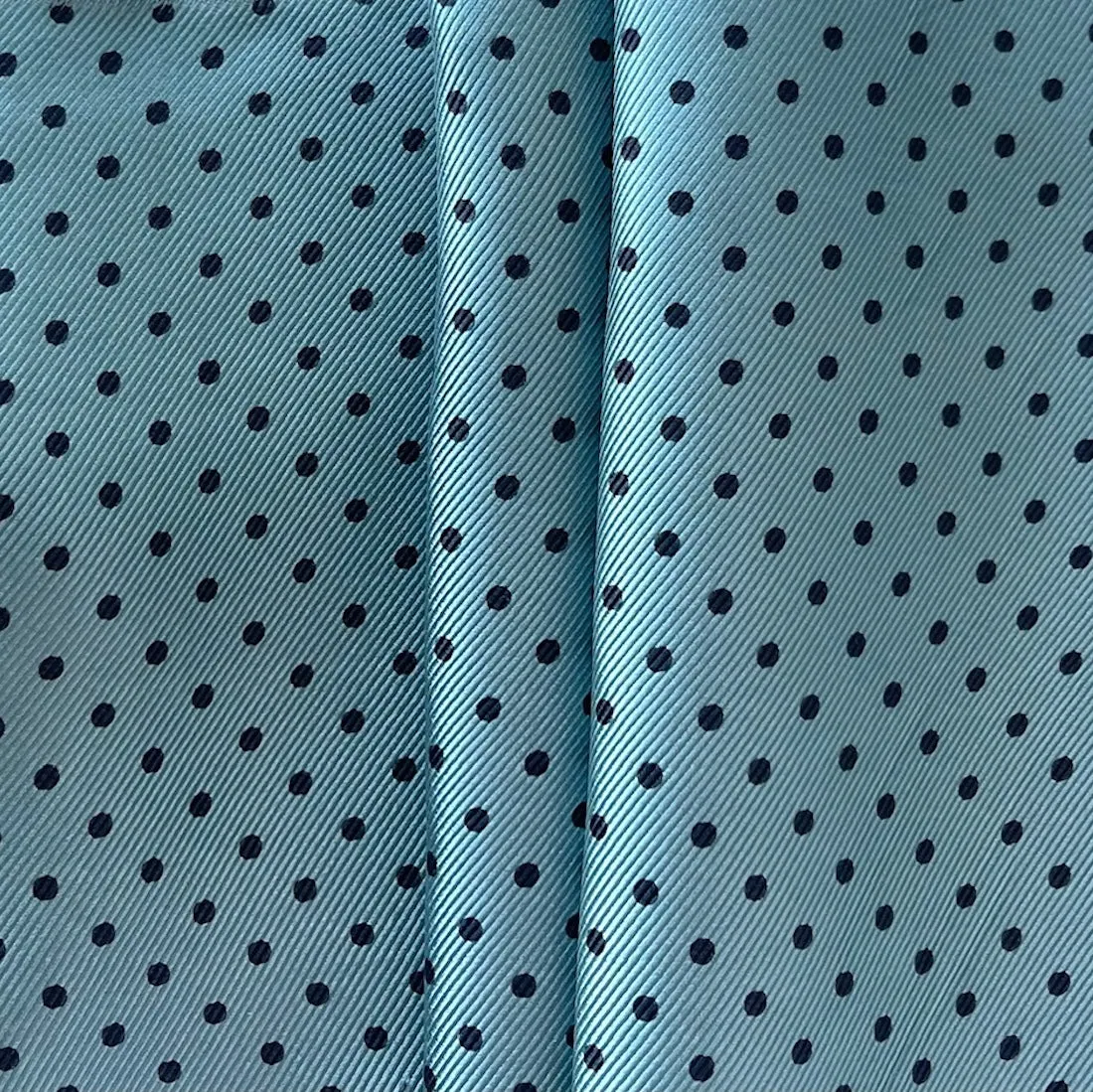 Black & Stormy Sky Blue Dotted Silk Twill (Made in Italy)