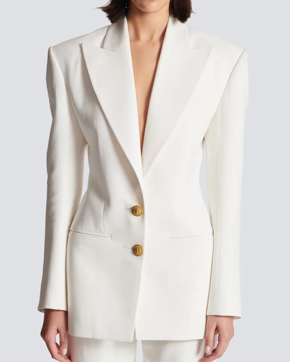 Blanc Crepe Fitted Jacket