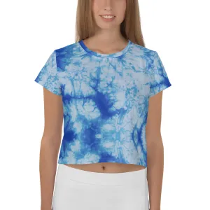 Blue Tie Dye Print Crop Tee