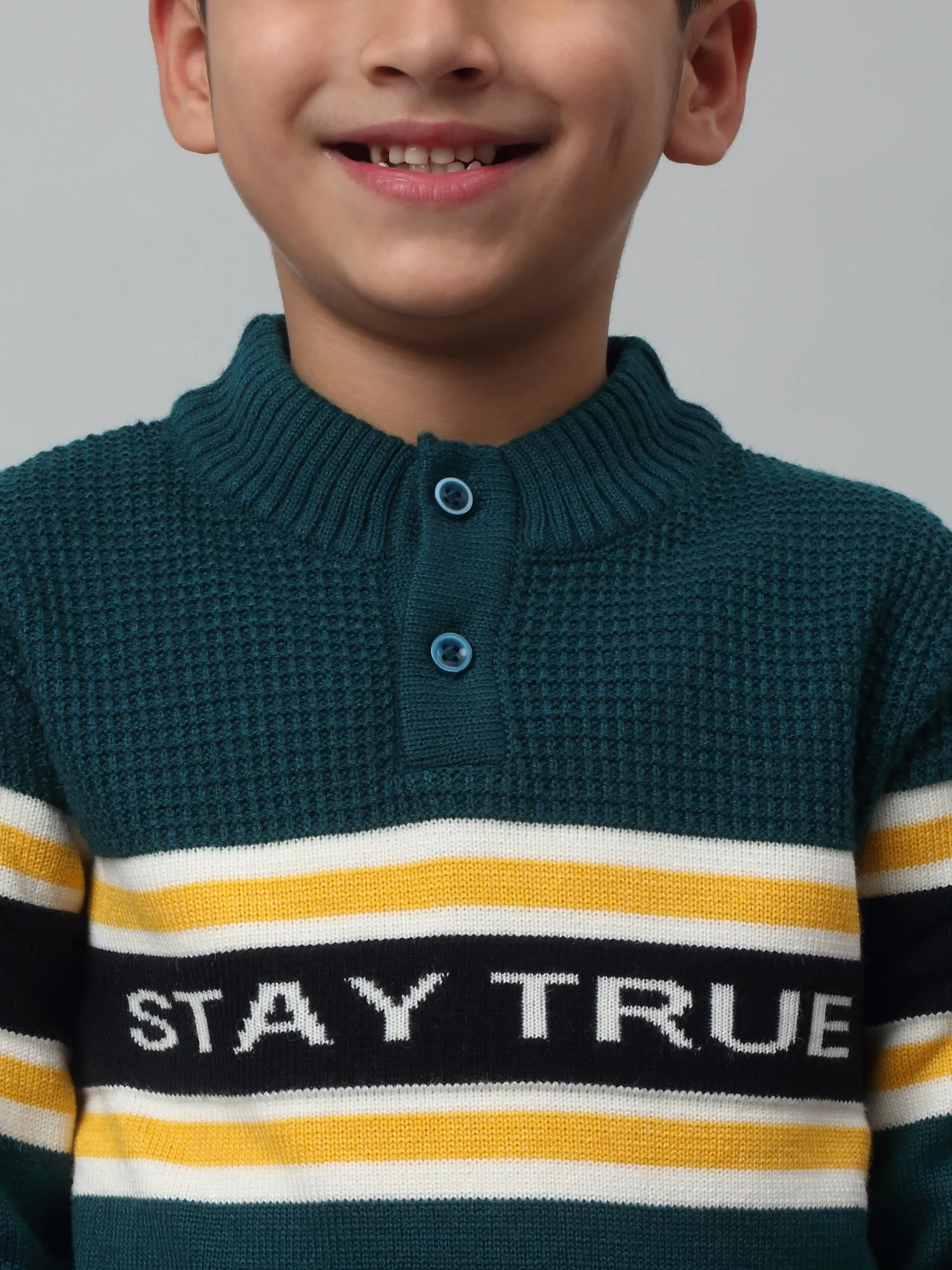 Boys Casual Green Full Sleeve Pullover Sweater