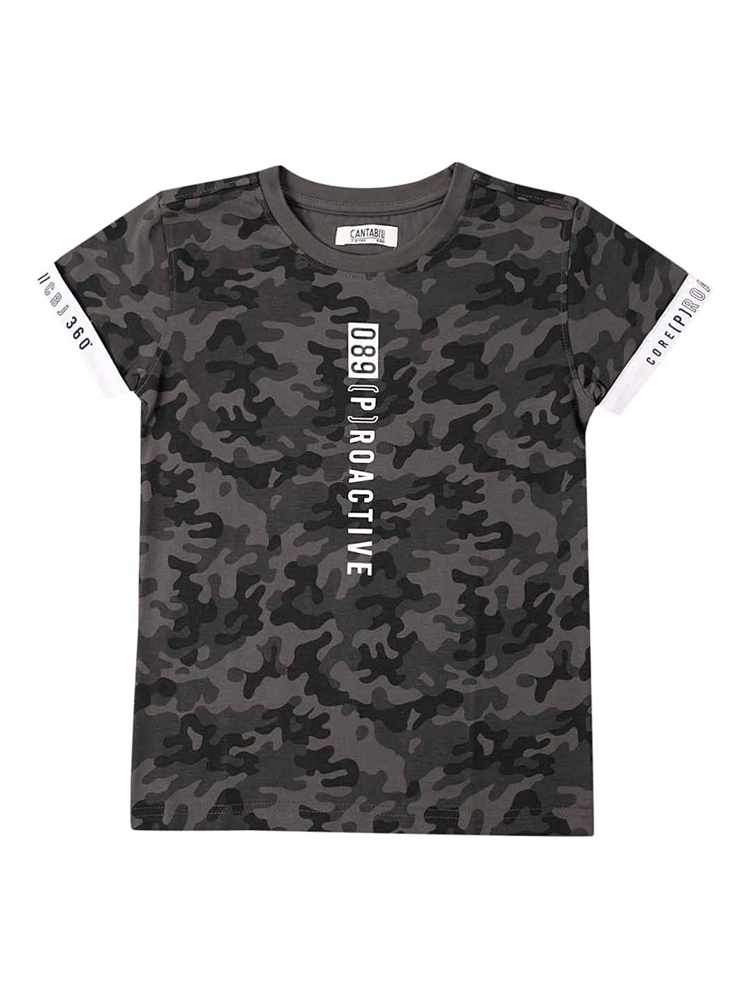 Boys Casual Grey Melange Half Sleeve  T-Shirt