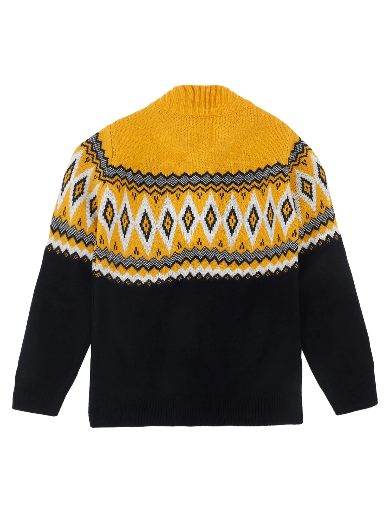 Boys Casual Mustard Full Sleeve Pullover Sweater