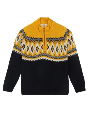 Boys Casual Mustard Full Sleeve Pullover Sweater