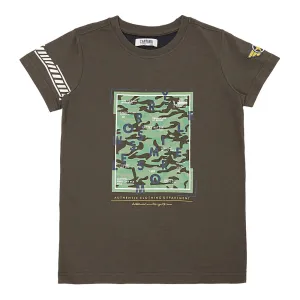 Boys Casual Olive Green Half Sleeve  T-Shirt