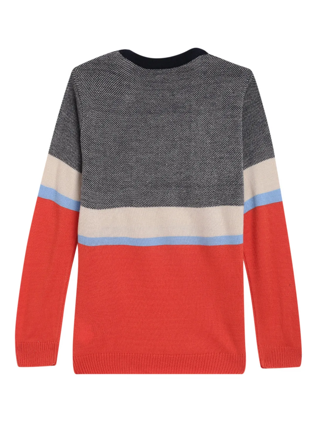 Boys Casual Orange Full Sleeve Pullover Sweater