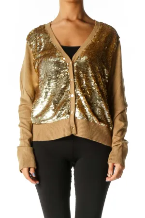 Brown Sequin Cardigan