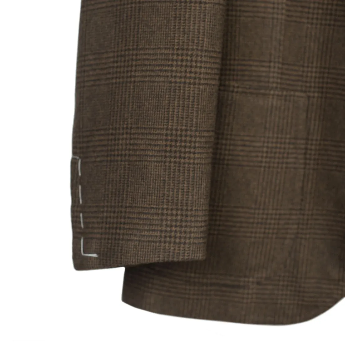 Brown tonal glenplaid wool & cashmere sport coat, 10 oz weight