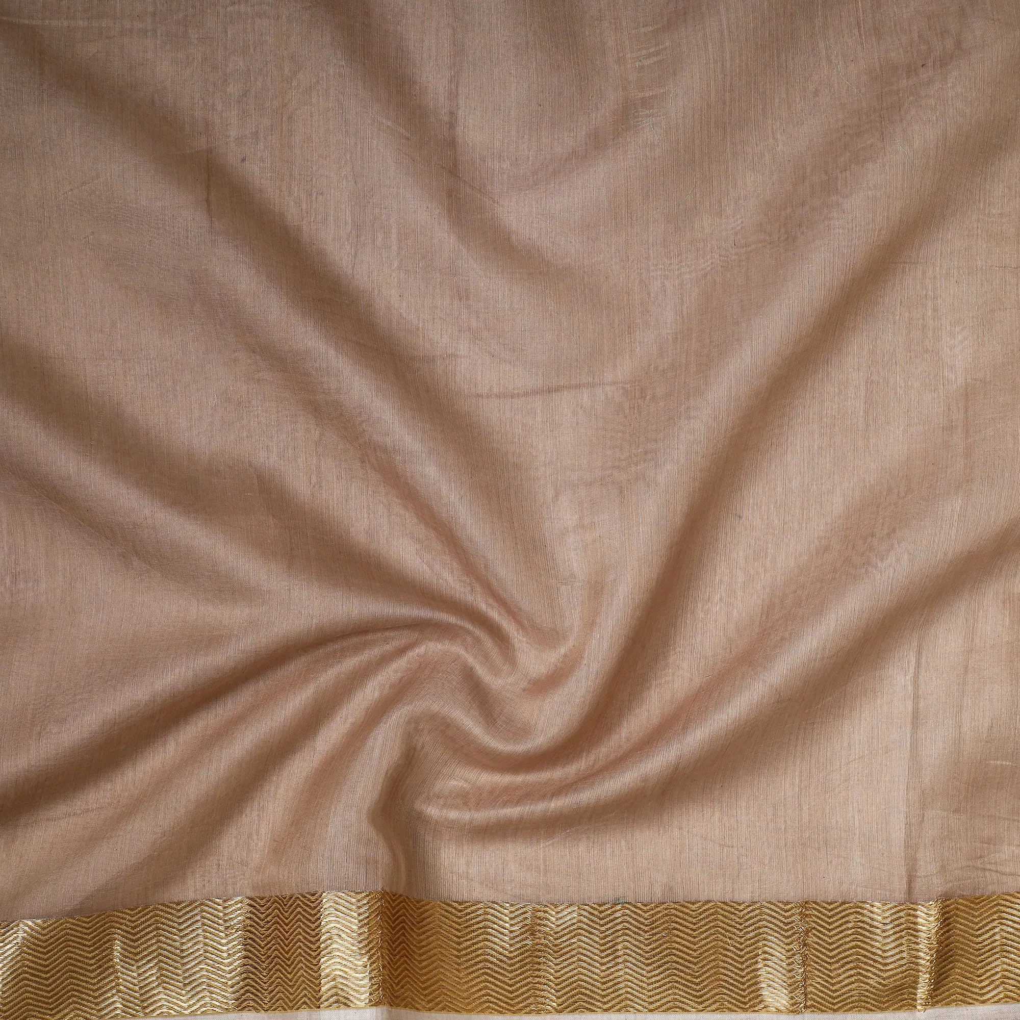 Brown - Traditional Chanderi Silk Handloom Precut Fabric (0.9 meter)