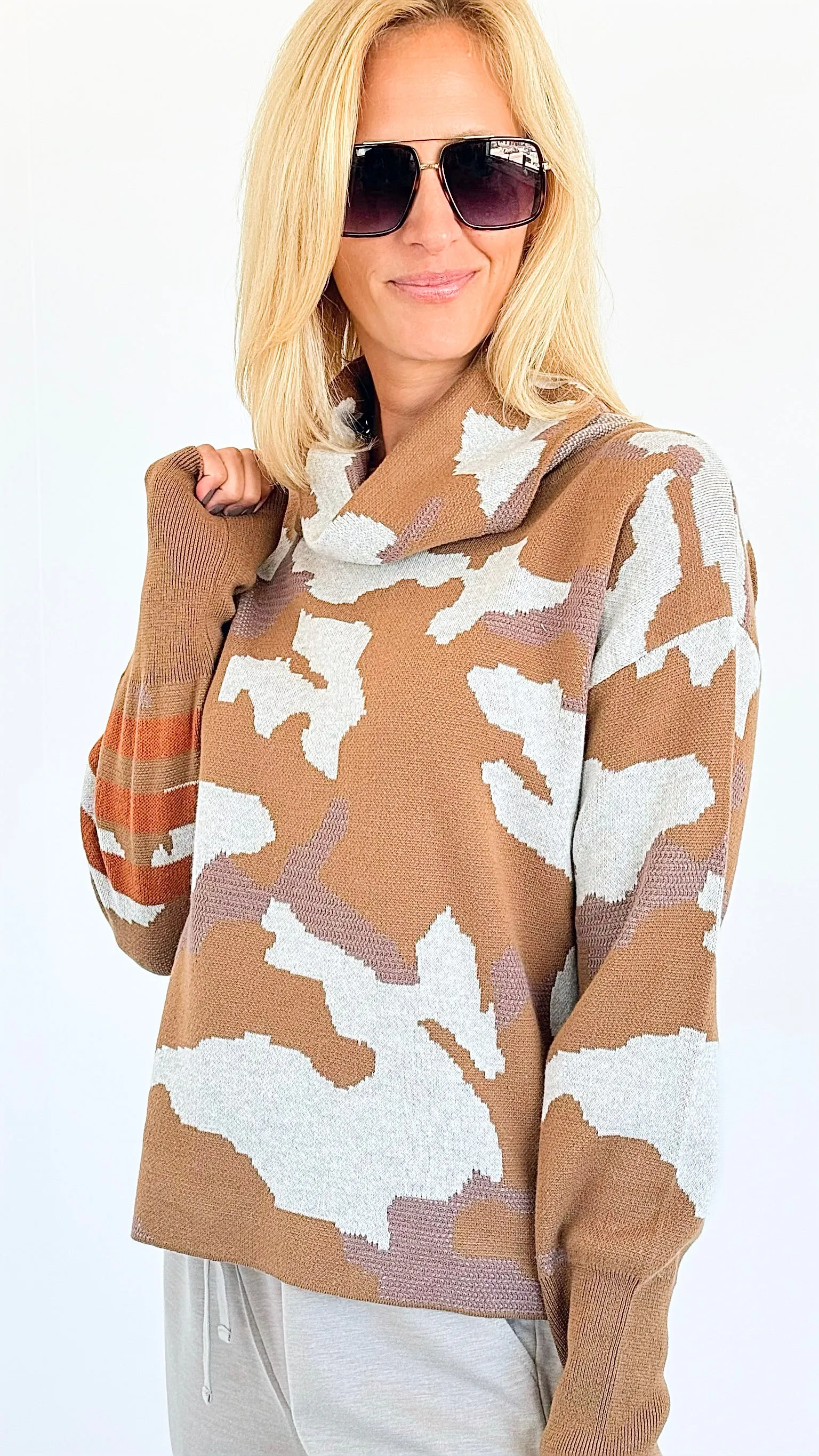 Camouflage Turtle Neck Sweater