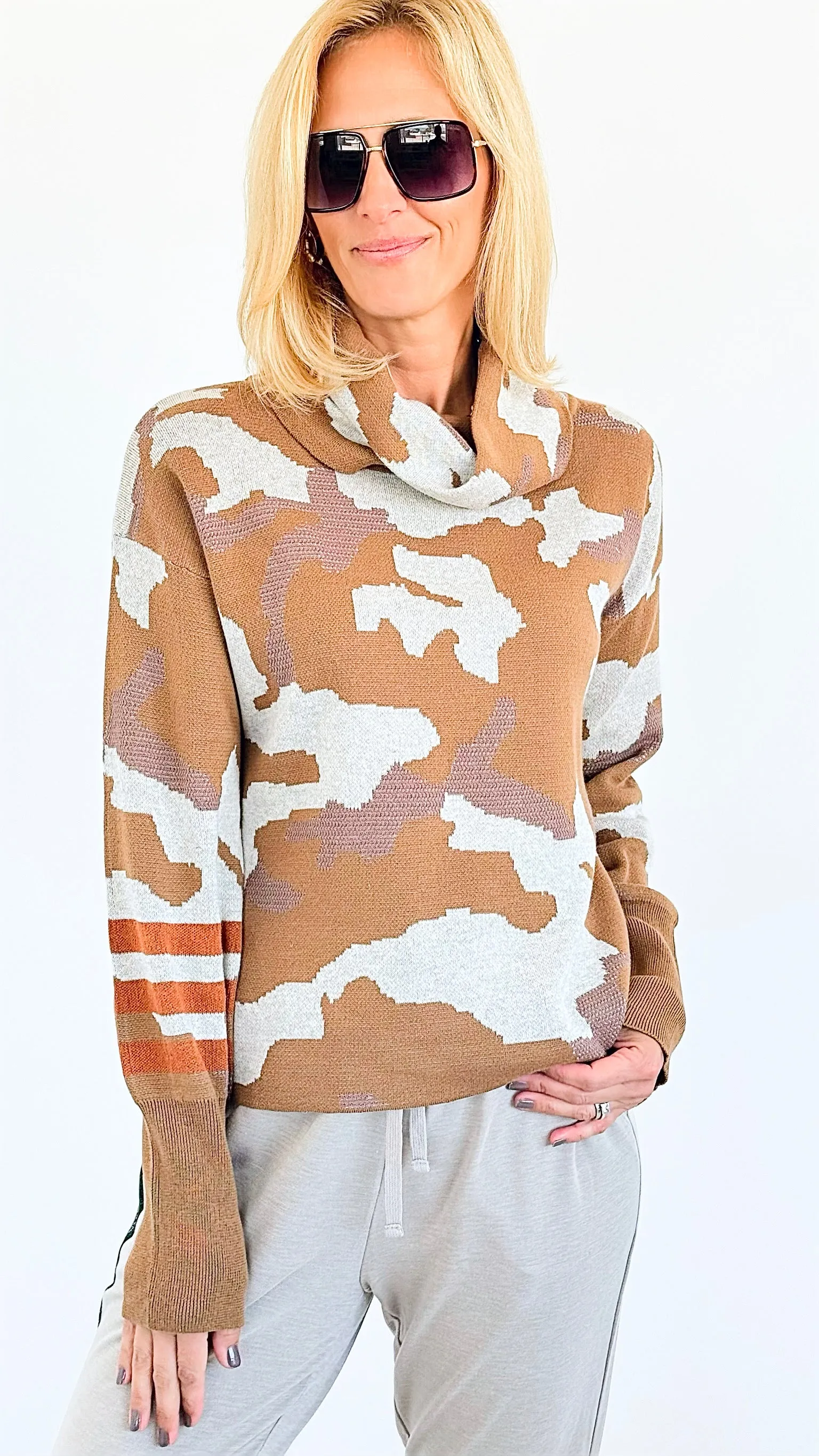 Camouflage Turtle Neck Sweater