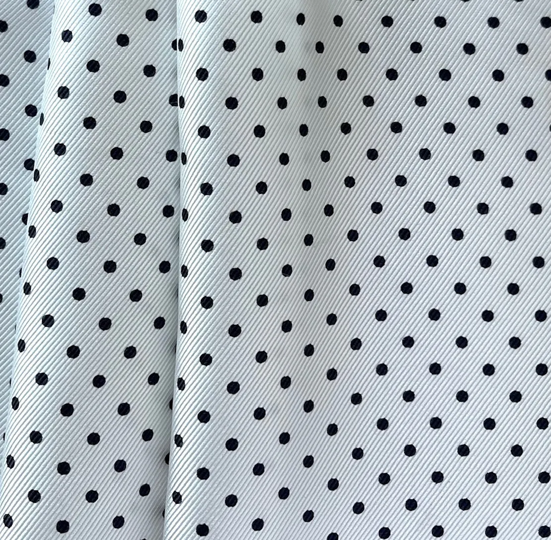 Classic Black & White Dotted Silk Twill (Made in Italy)