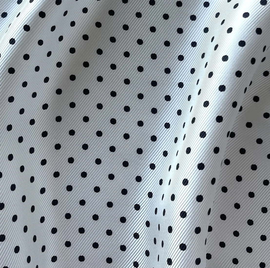 Classic Black & White Dotted Silk Twill (Made in Italy)