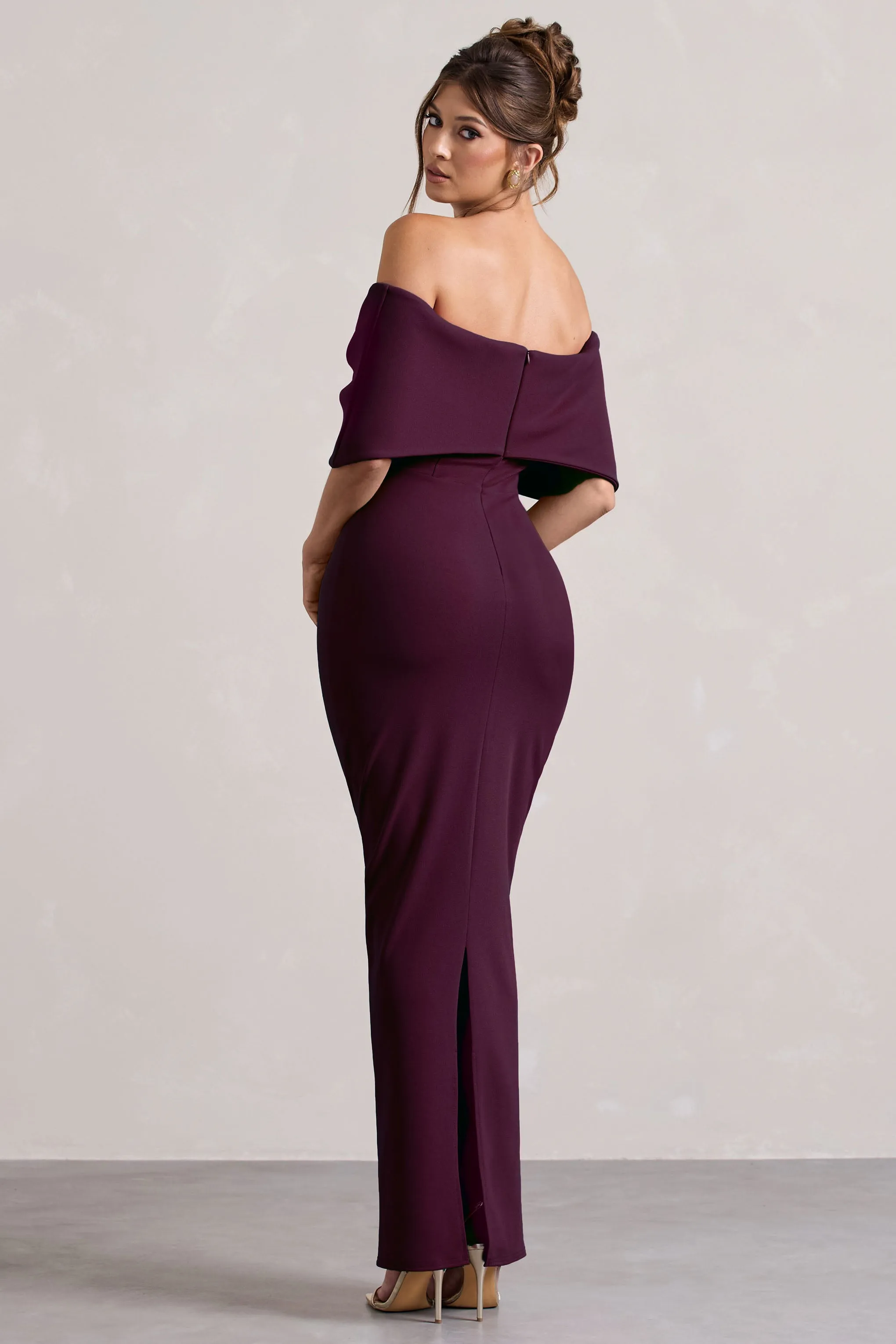 Cornelia | Plum Strapless Maxi Dress With Oversized Bow