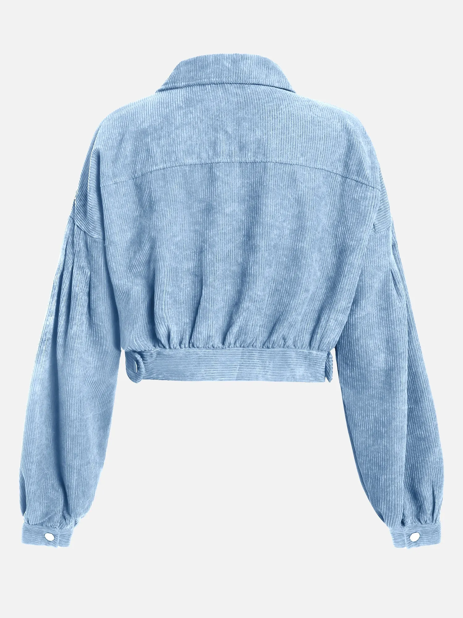 Cropped Corduroy Lantern Sleeve Jacket