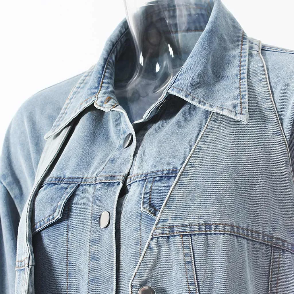 Deconstructed Layer Reversible Button Up Strap Backless Denim Vest Jacket