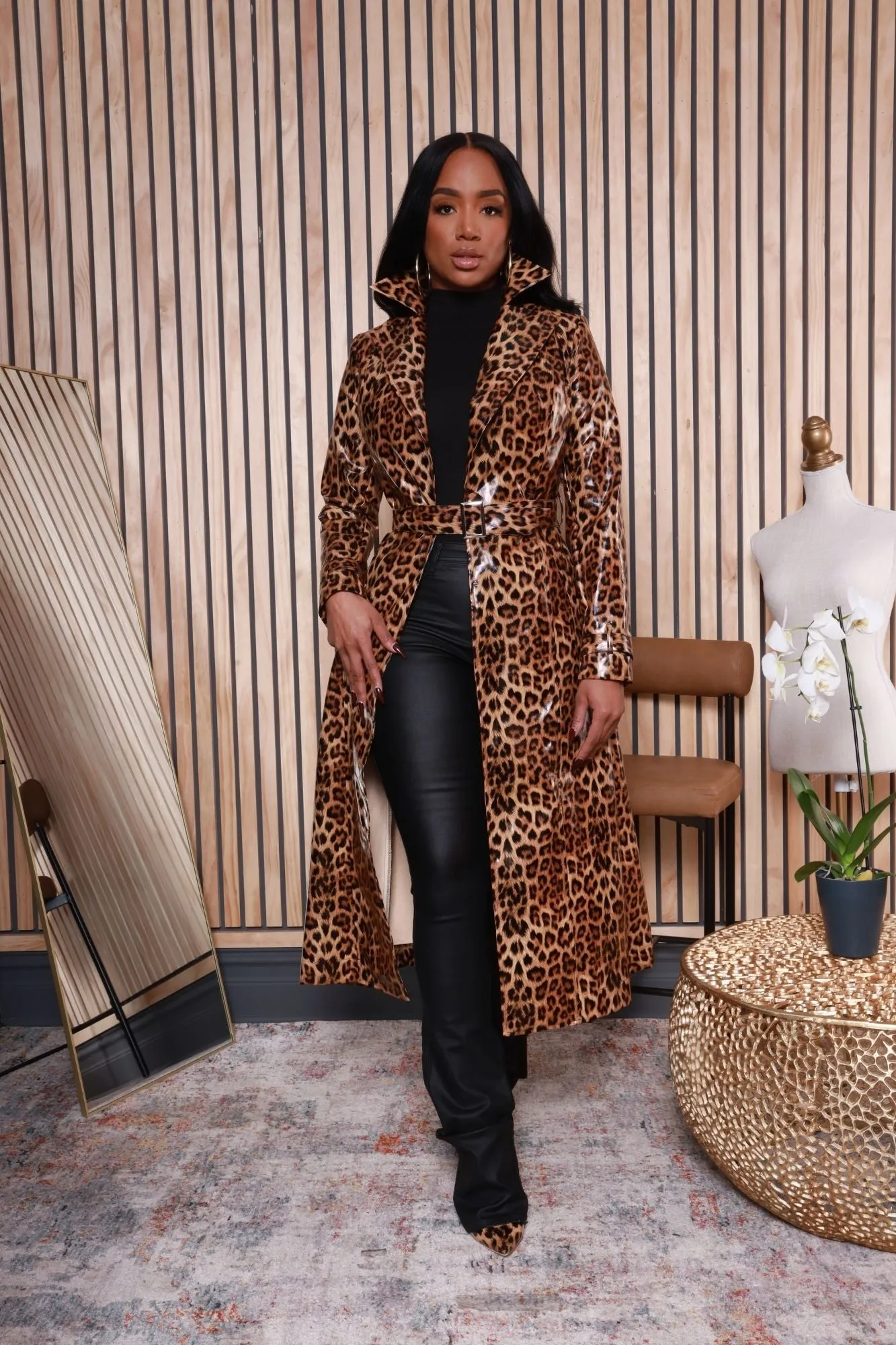 Do A Thing Animal Print Longline Jacket - Brown/Black