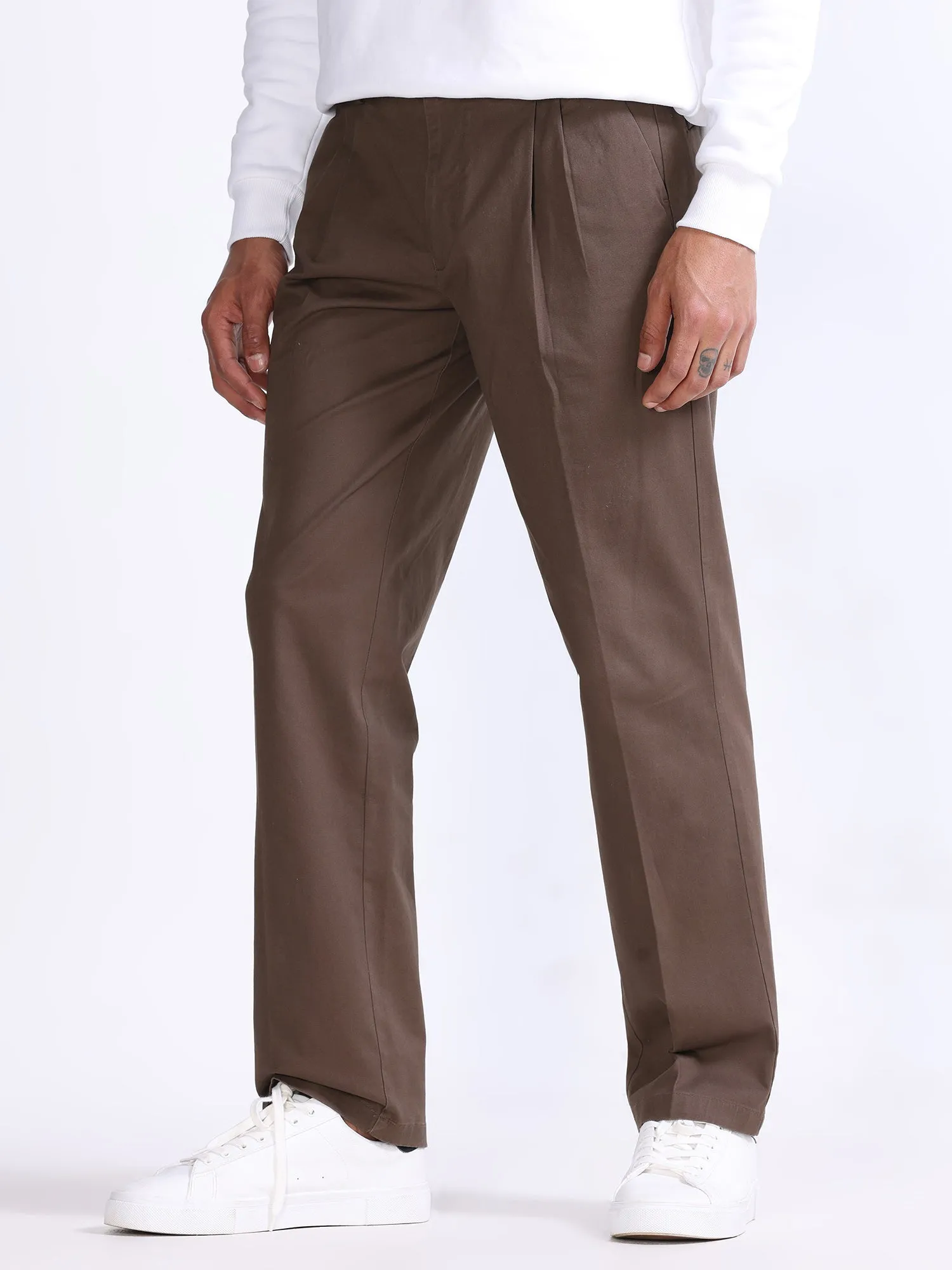 Duca Double Pleated Coffee Relaxed Pant