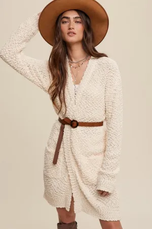 Explore More Collection - Popcorn Open Knit Cardigan Sweater