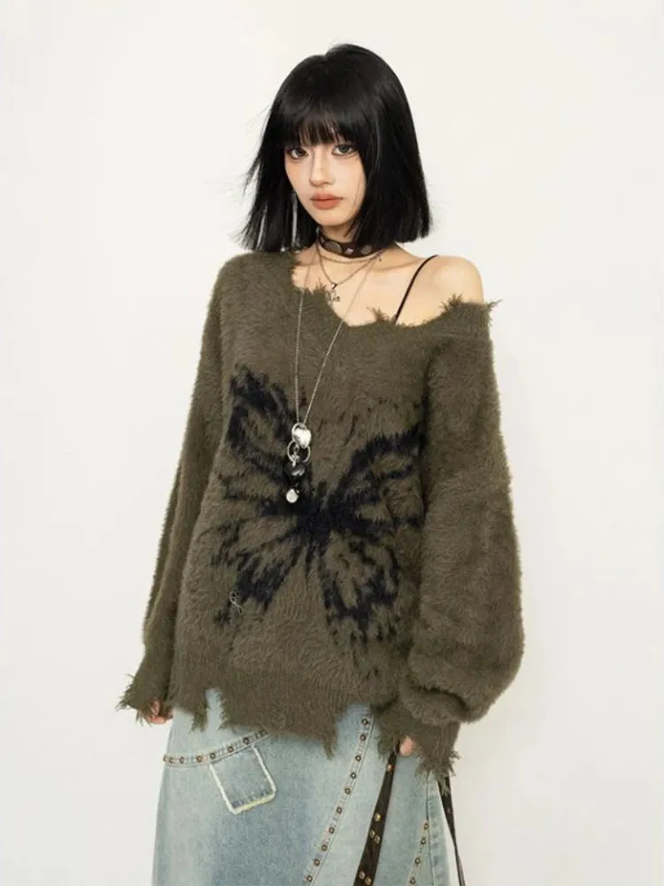 Fairy Grunge Butterfly Fluffy Sweater