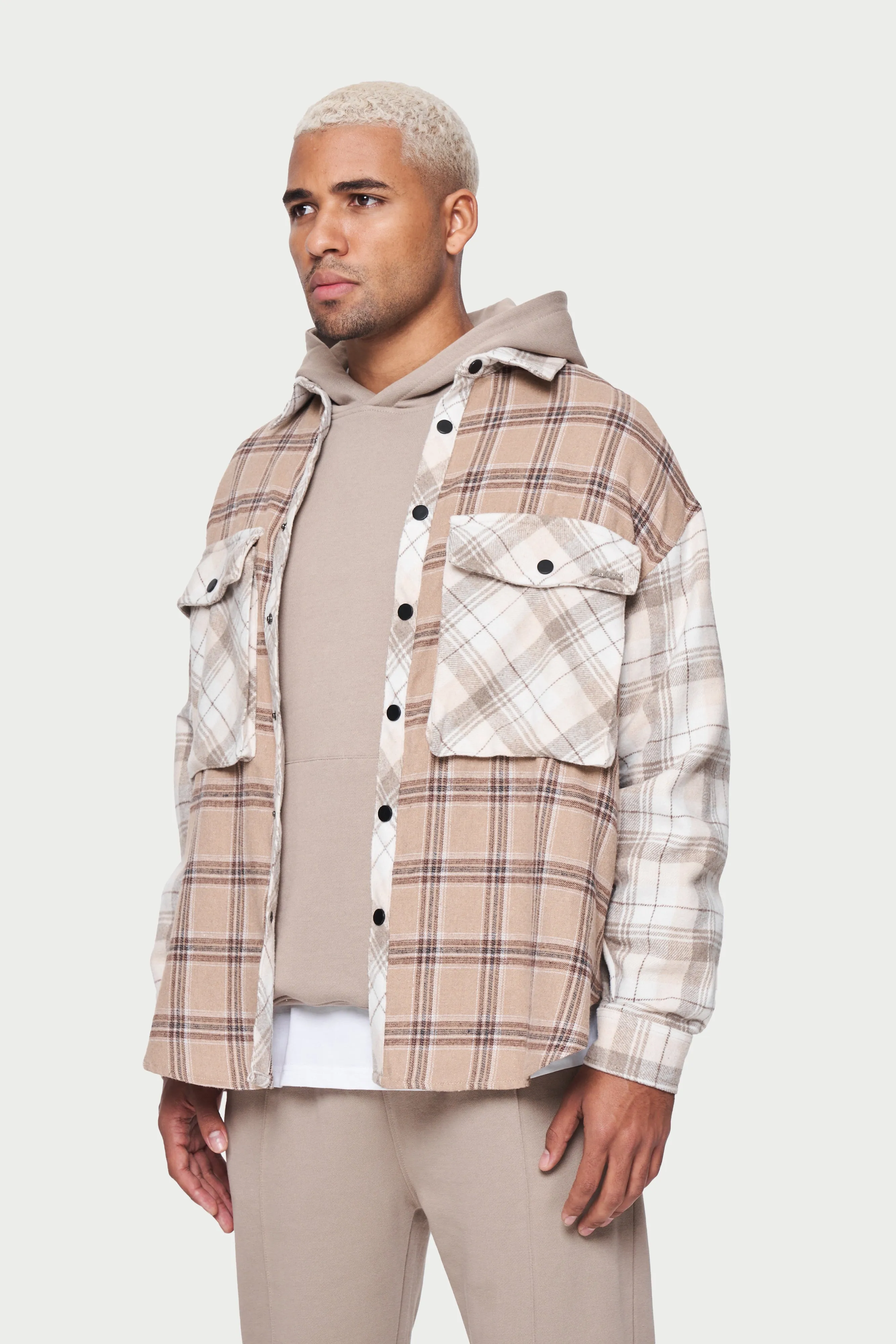 FLANNEL CHECK SHIRT - BEIGE