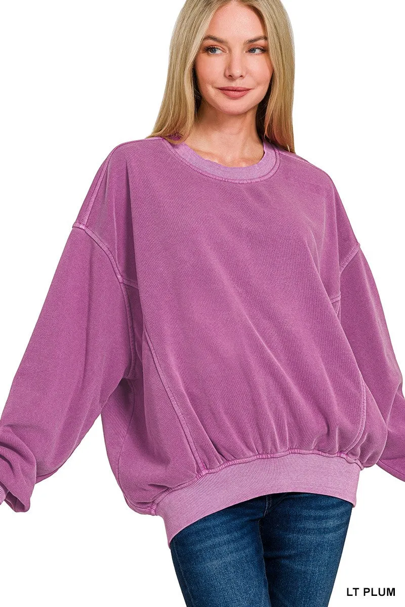 Fleece Pigment Dyed Pullover Top*