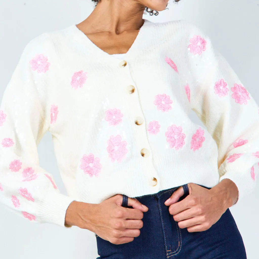 Floral button-up cardigan wholesale