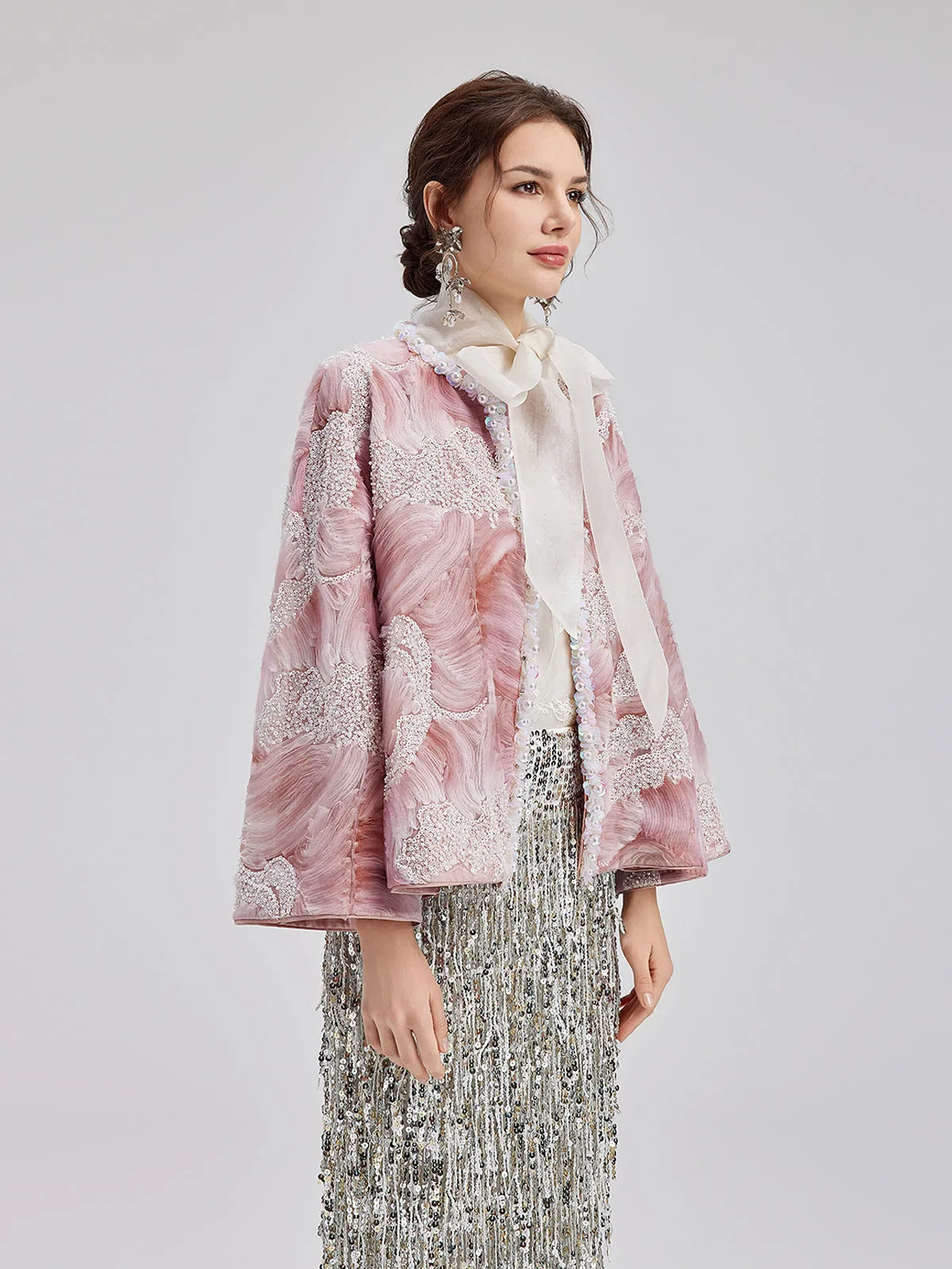 French Custom Beaded Cape Coat