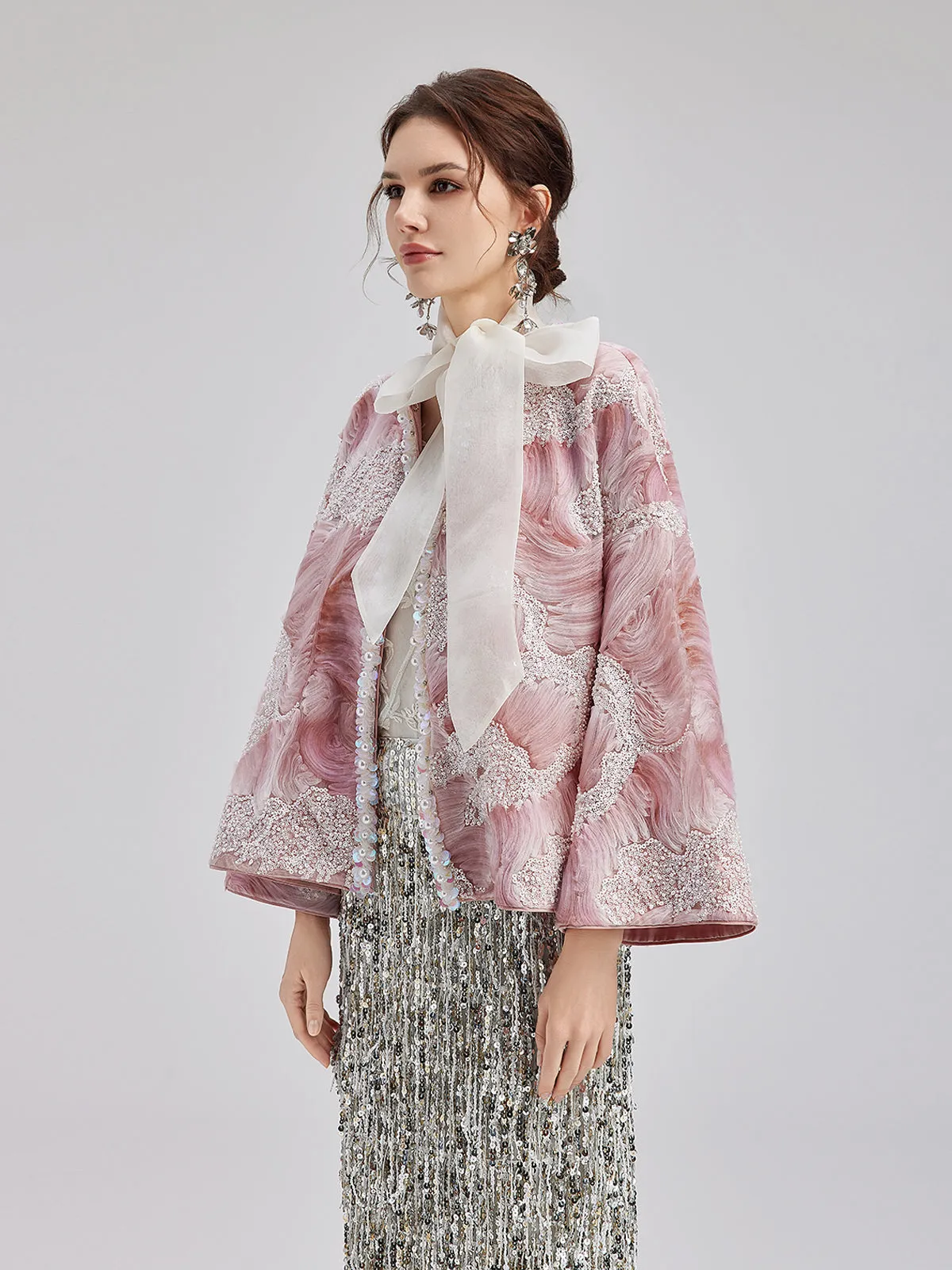 French Custom Beaded Cape Coat