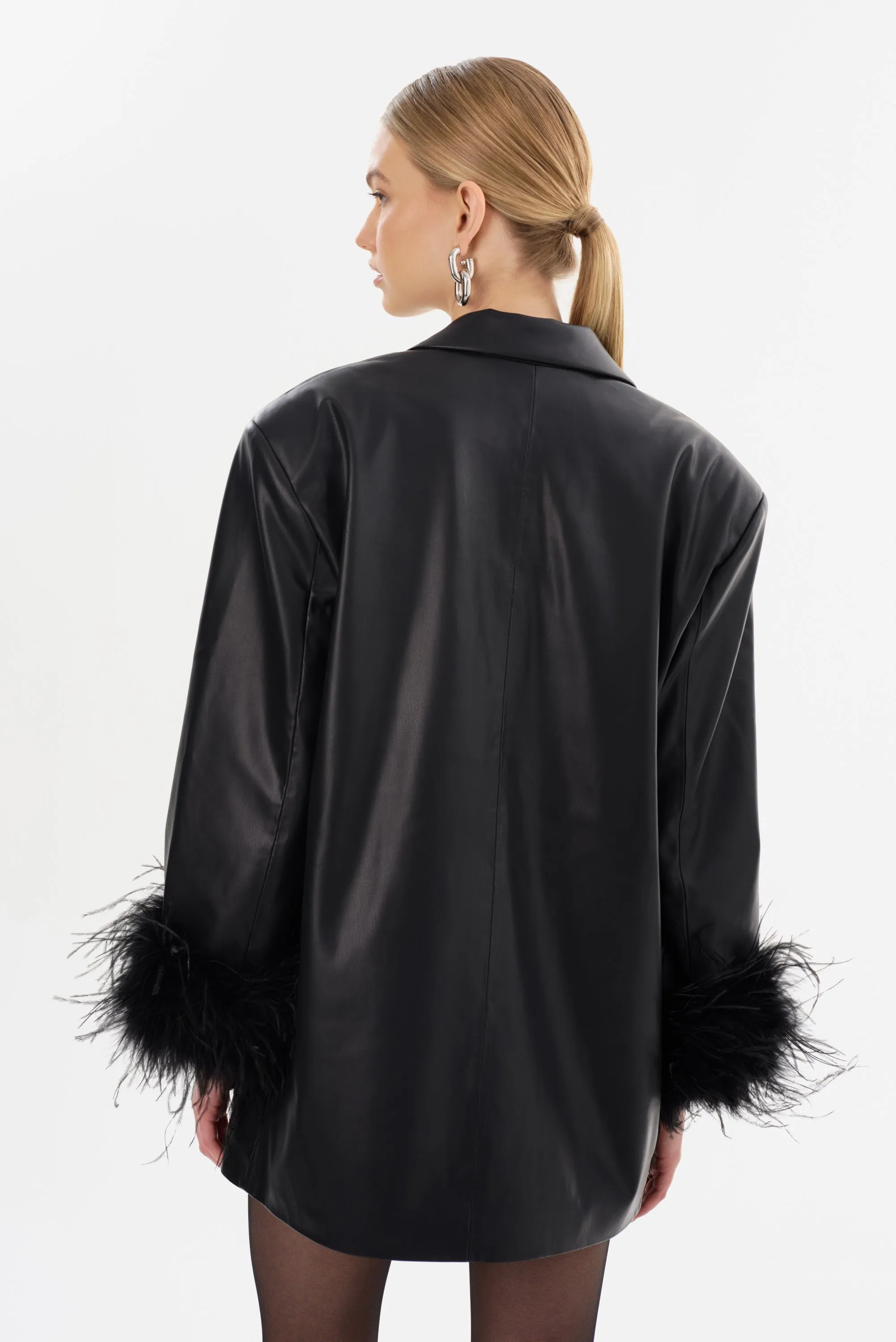 GALIA | Feather Trim Blazer