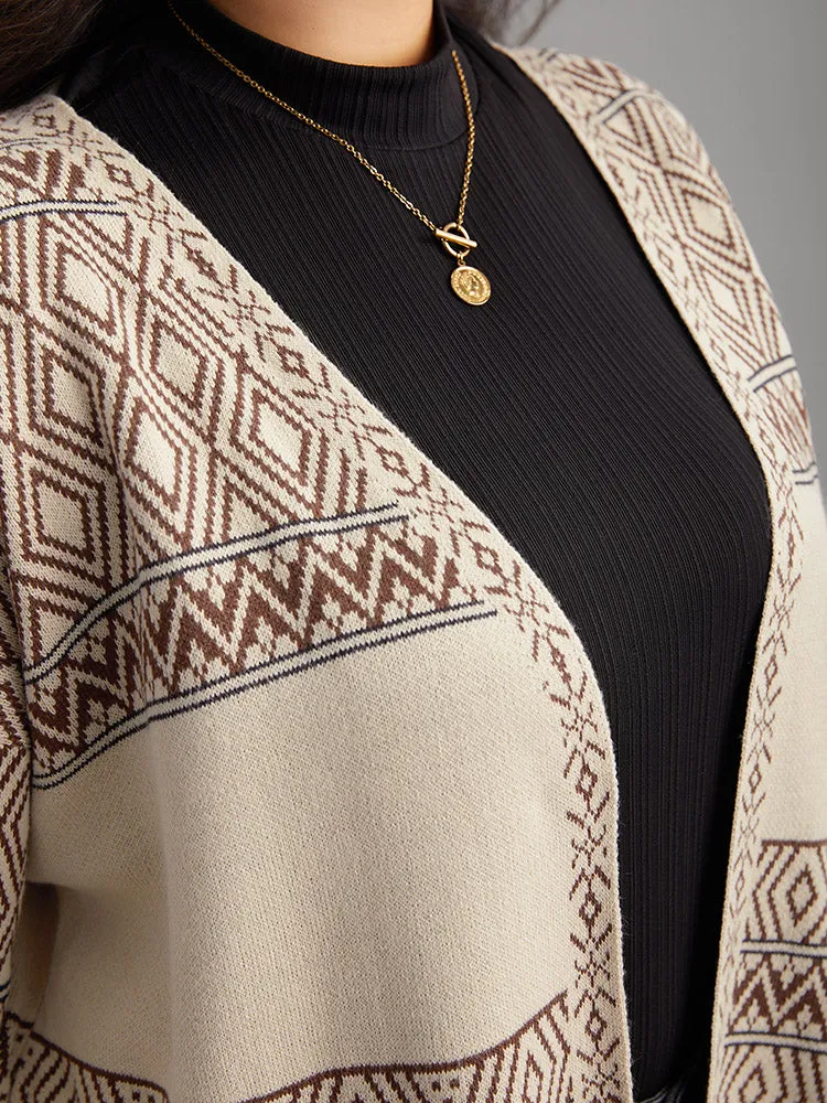 Geometric Open Front Cardigan