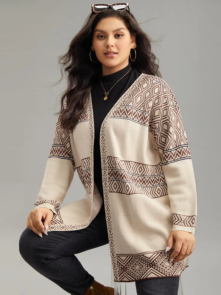 Geometric Open Front Cardigan