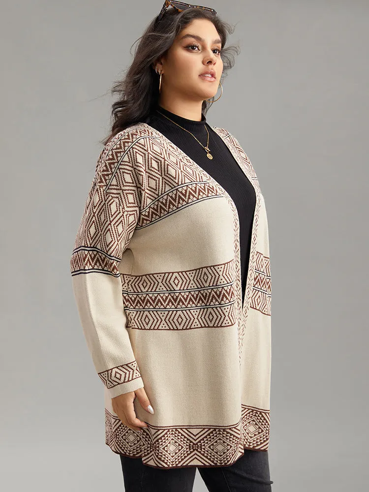 Geometric Open Front Cardigan