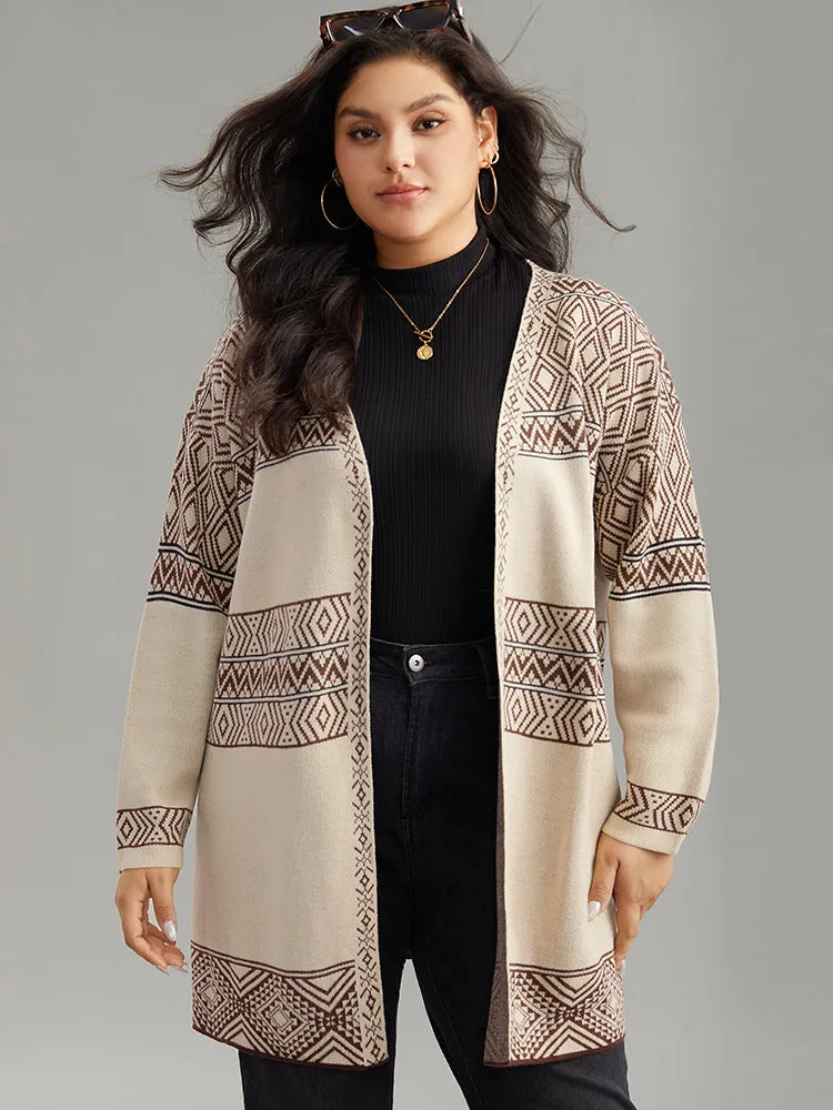 Geometric Open Front Cardigan