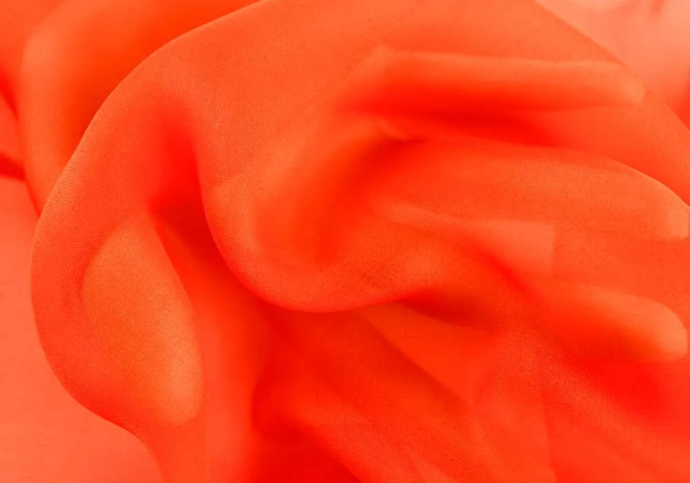 Glowing Tropical Orange Finest Silk Chiffon (Made in Italy)