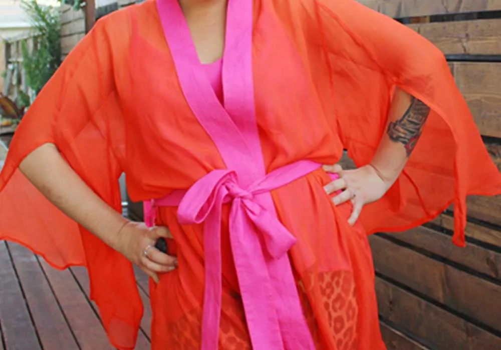 Glowing Tropical Orange Finest Silk Chiffon (Made in Italy)