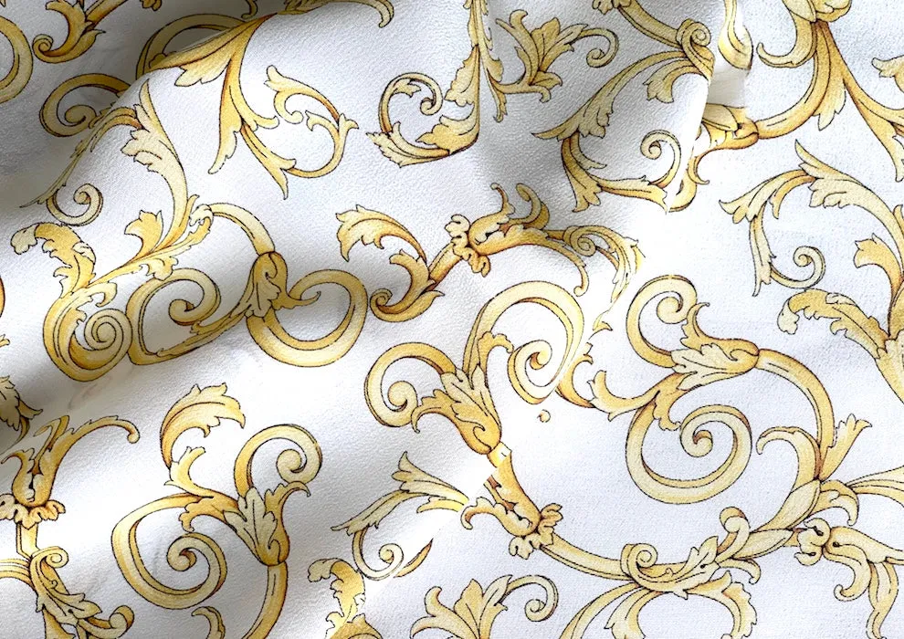 Golden Baroque-style Silk Crepe De Chine (Made in Italy)