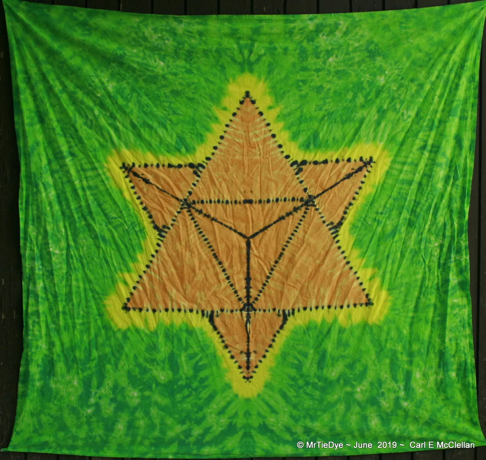 Golden Merkaba Tie-Dye Tapestry