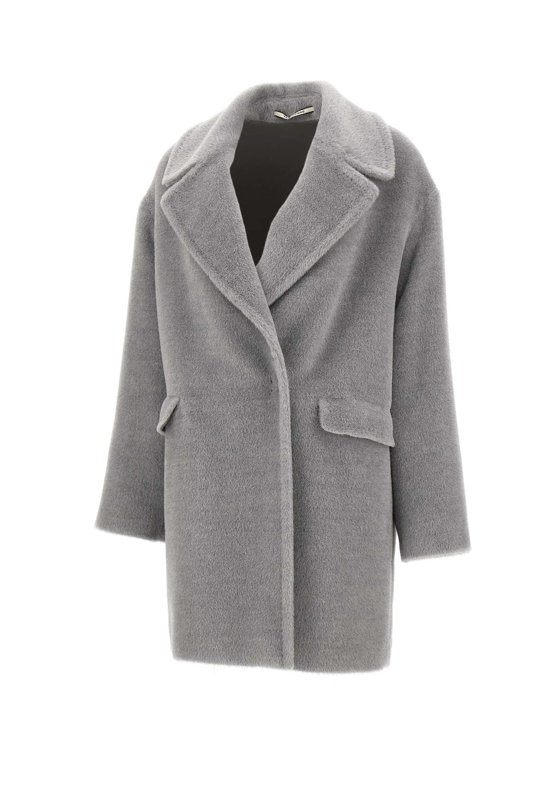 Grey Wool Alpaca Coat for Women