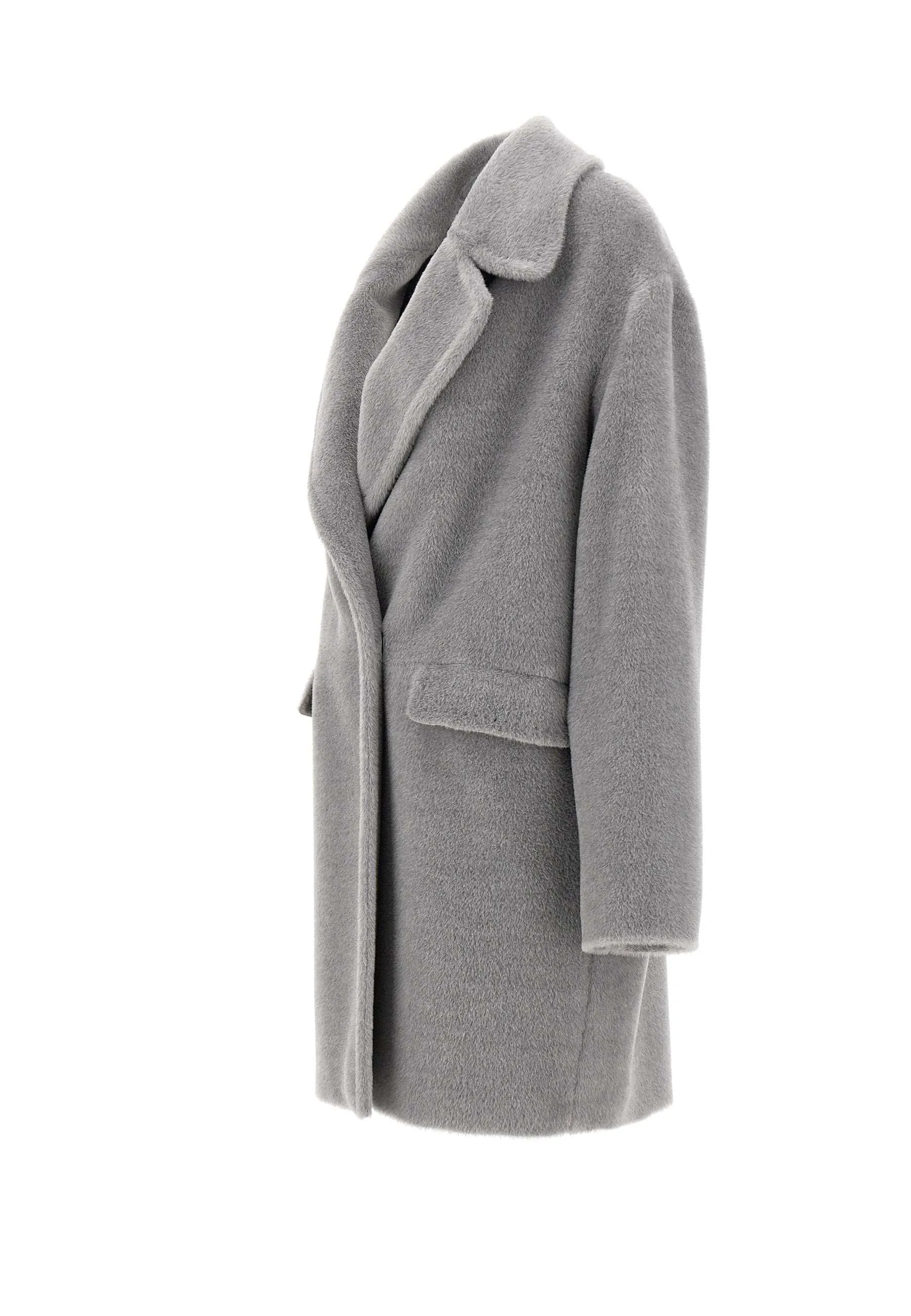 Grey Wool Alpaca Coat for Women