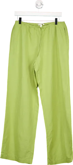 H&M Green Linen Blend Trousers UK M