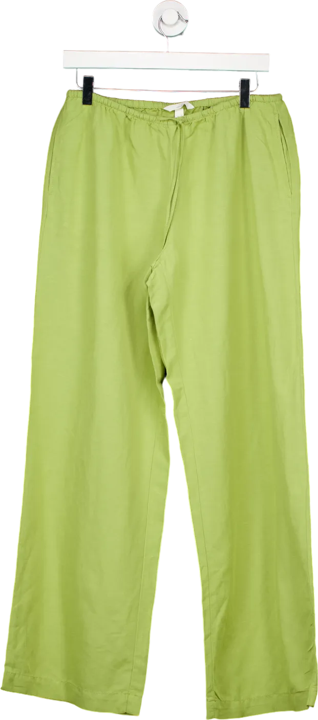 H&M Green Linen Blend Trousers UK M