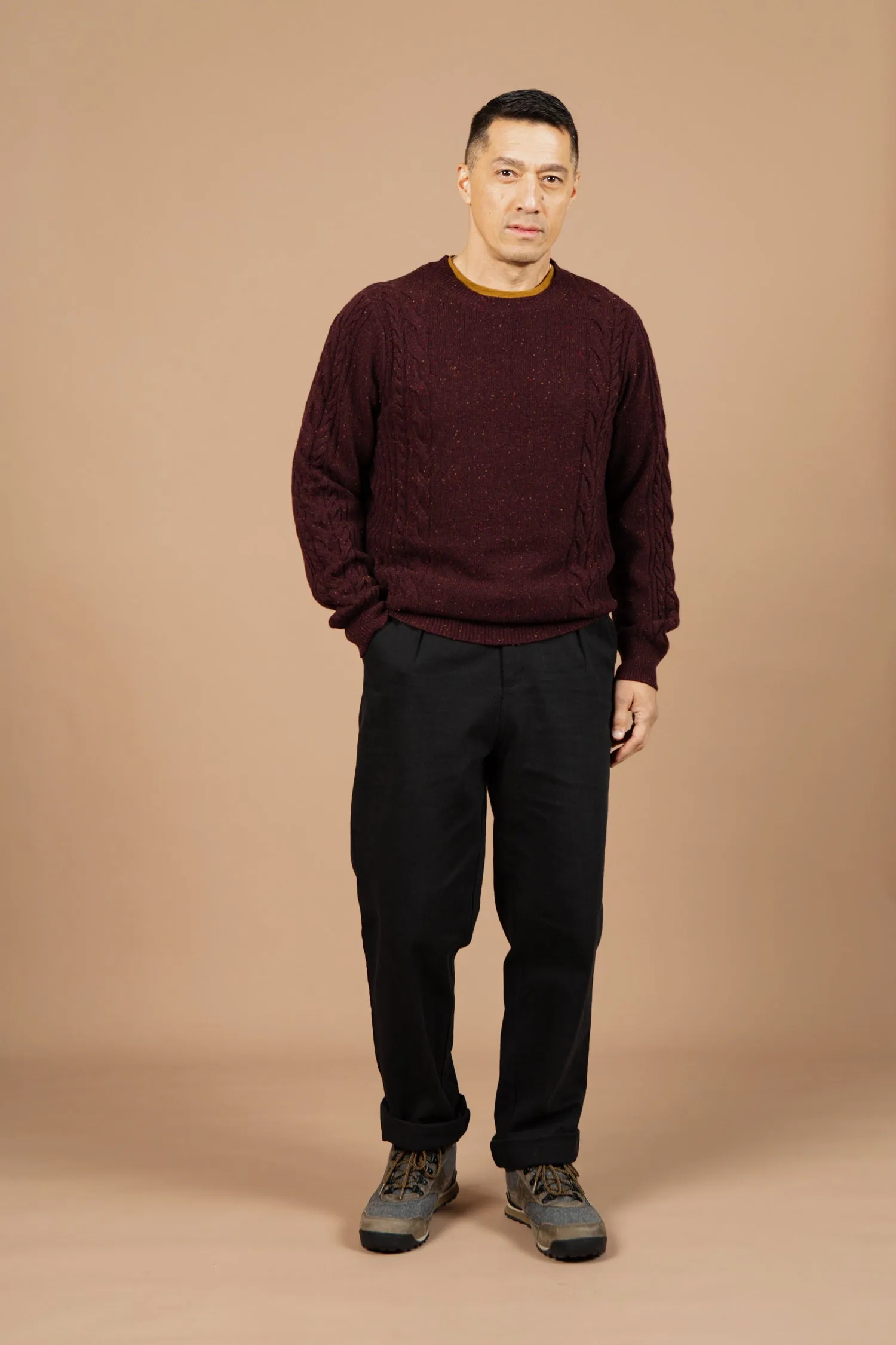 Hugo Sweater / Burgundy Donegal