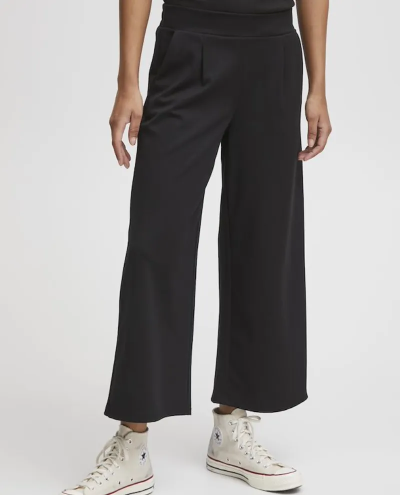 Ichi Kate Black Wide Leg Trousers