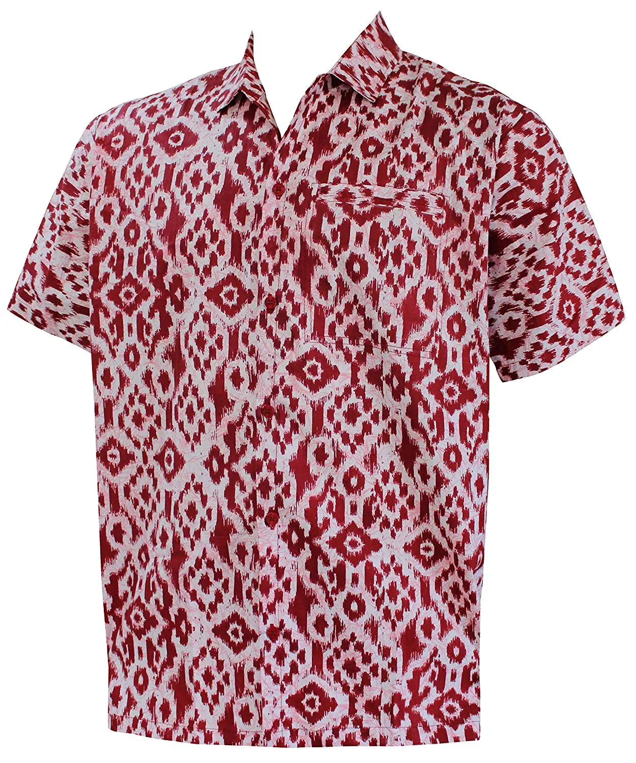 LA LEELA Shirt Casual Button Down Short Sleeve Beach Shirt Men Aloha Pocket 53