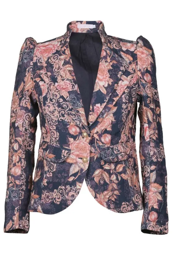 Lulu Zagame Tailored Blazer Navy & Diamond Patchwork