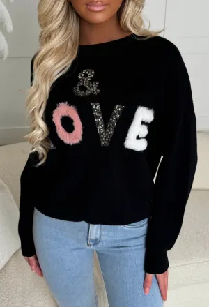 Maxine Black Love Slogan Jumper